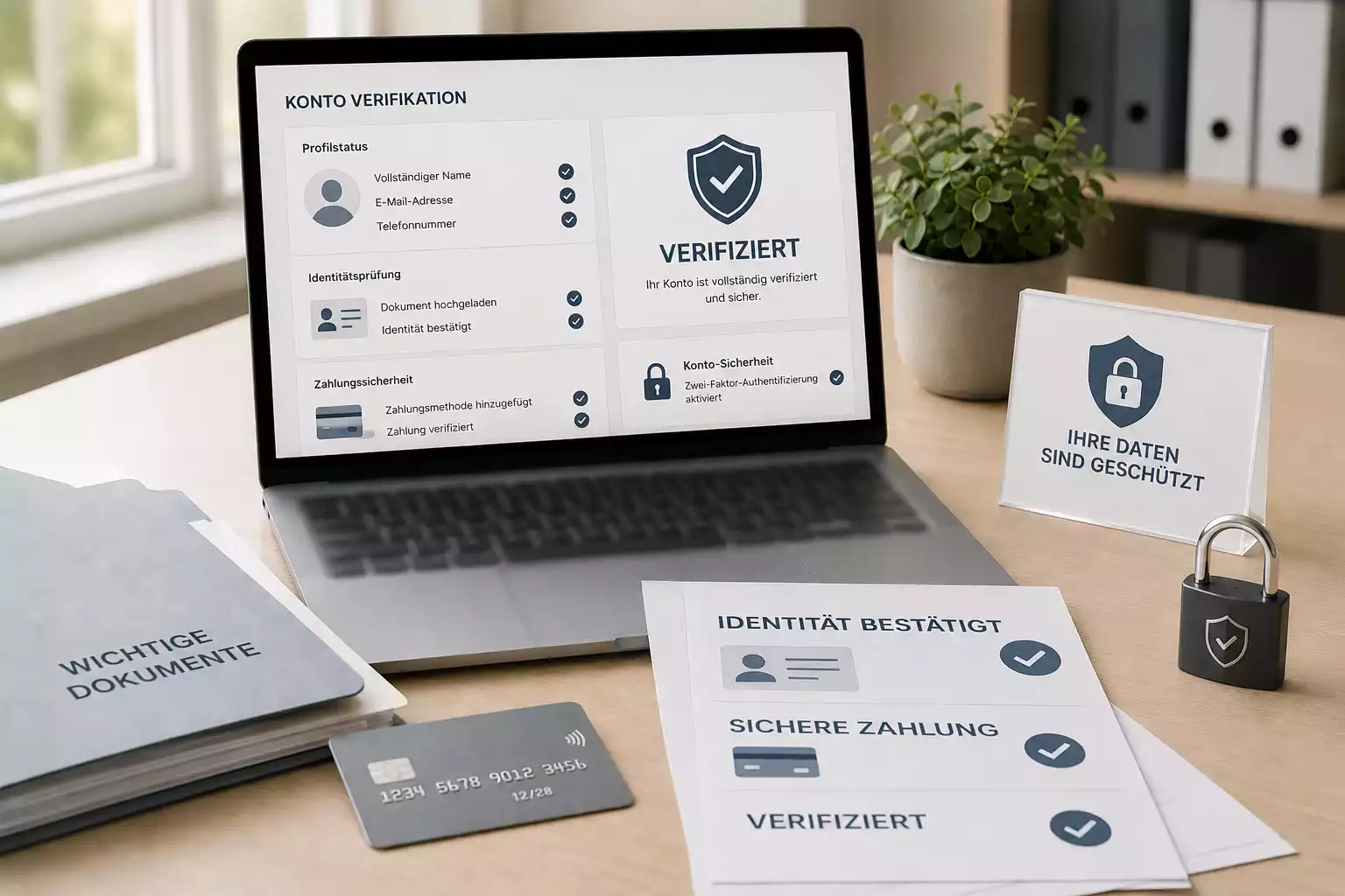 Sichere Reihenfolge bei Spielkonto, Identitätsprüfung und Zahlung