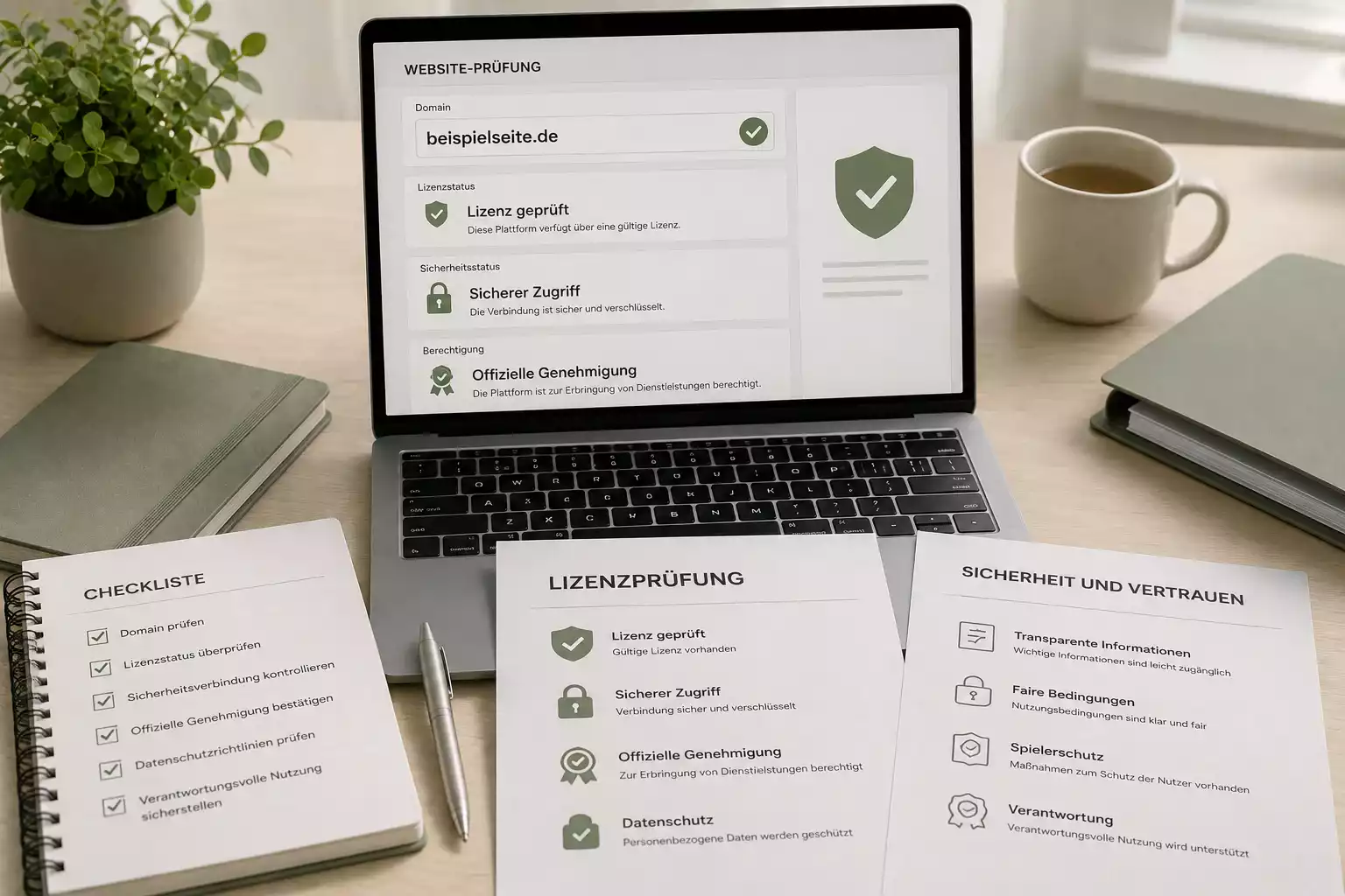 Prüfübersicht zu Whitelist, Domain und Erlaubnis